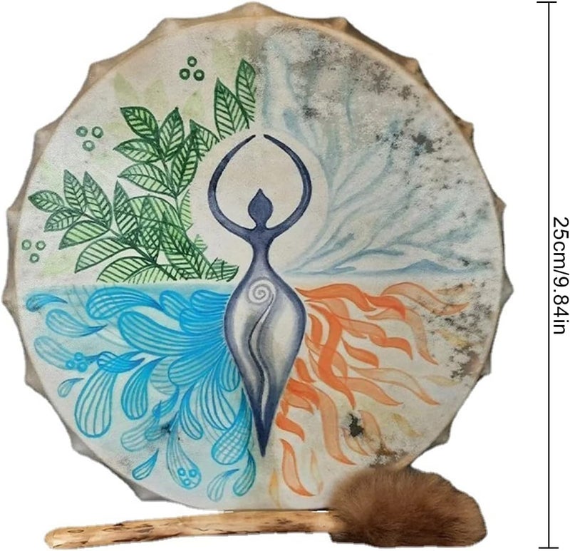 Firlar Shaman Drum, 10 Inch Hand Drum With Drum Stick, Alchemy Moon Drum For Spiritual Music, Reflection Meditation - Image 5